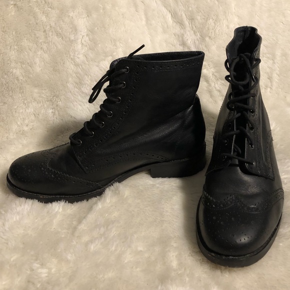 TOPSHOP Leather Lace Up Ankle Boots Size 9/39 - Picture 9 of 14